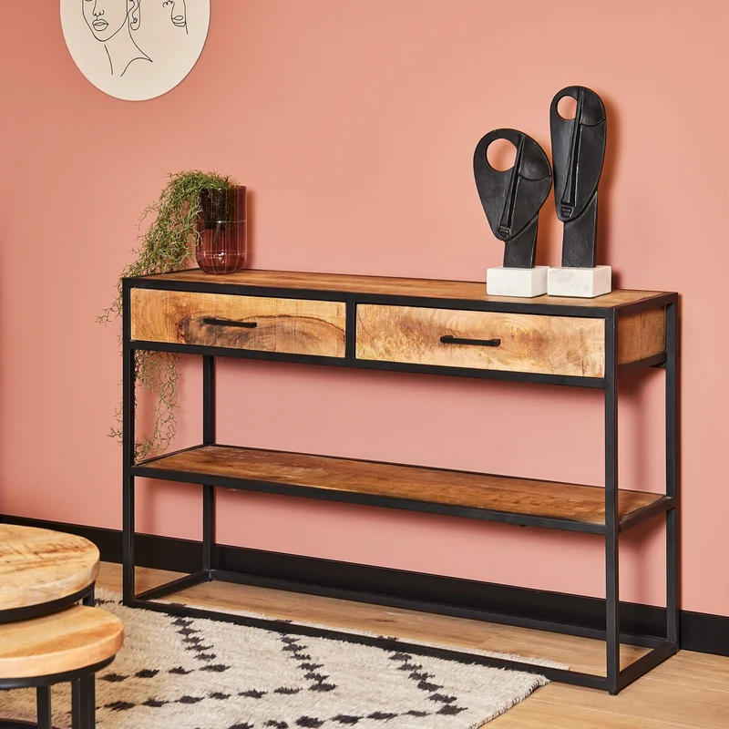 Console en bois de manguier, 120x35xH76cm - ALEXIA