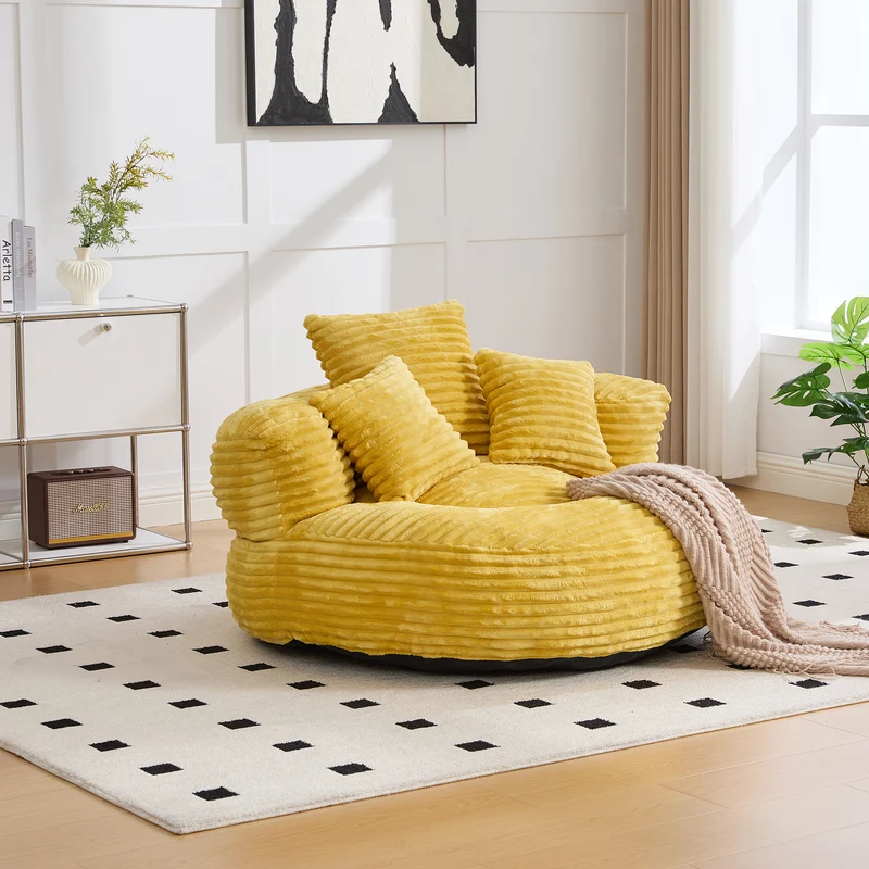 Canapé chauffeuse fauteuil rond en velours côtelé chenille jaune fauteuil lounge LARVALCASE