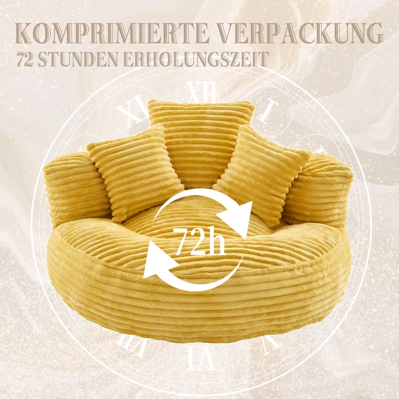 Canapé chauffeuse fauteuil rond en velours côtelé chenille jaune fauteuil lounge LARVALCASE