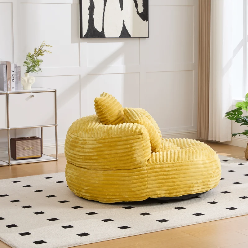 Canapé chauffeuse fauteuil rond en velours côtelé chenille jaune fauteuil lounge LARVALCASE