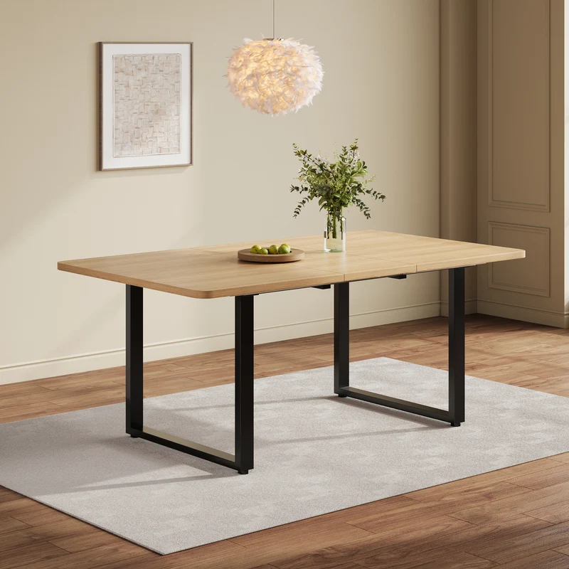 Table de salle à manger effet chêne extensible 6-10 personnes 140/180/220x80cm QUANTAIS