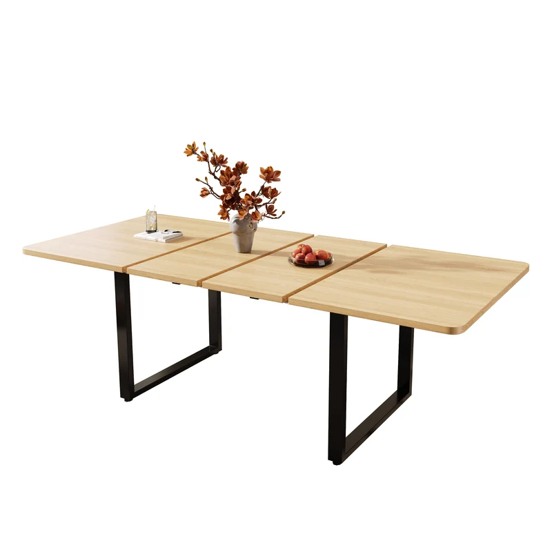 Table de salle à manger effet chêne extensible 6-10 personnes 140/180/220x80cm QUANTAIS