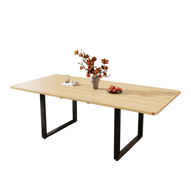 Table de salle à manger effet chêne extensible 6-10 personnes 140/180/220x80cm QUANTAIS