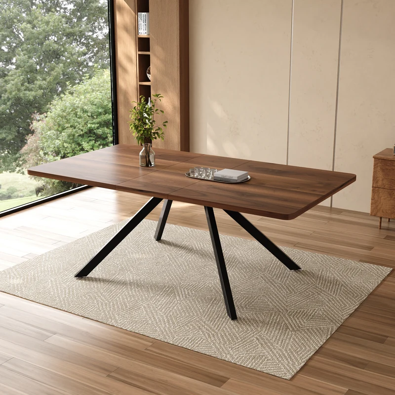Table de salle à manger extensible effet noyer 6-10 personnes 160/200/240x90cm VIVIDESS