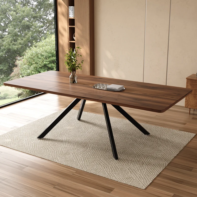 Table de salle à manger extensible effet noyer 6-10 personnes 160/200/240x90cm VIVIDESS