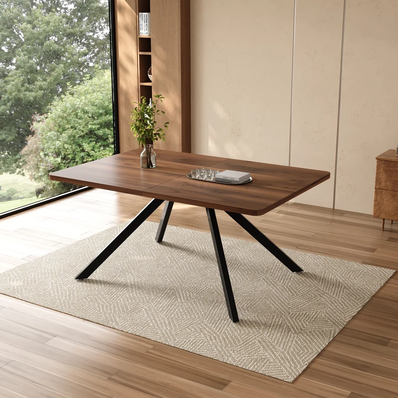 Table de salle à manger extensible effet noyer 6-10 personnes 160/200/240x90cm VIVIDESS