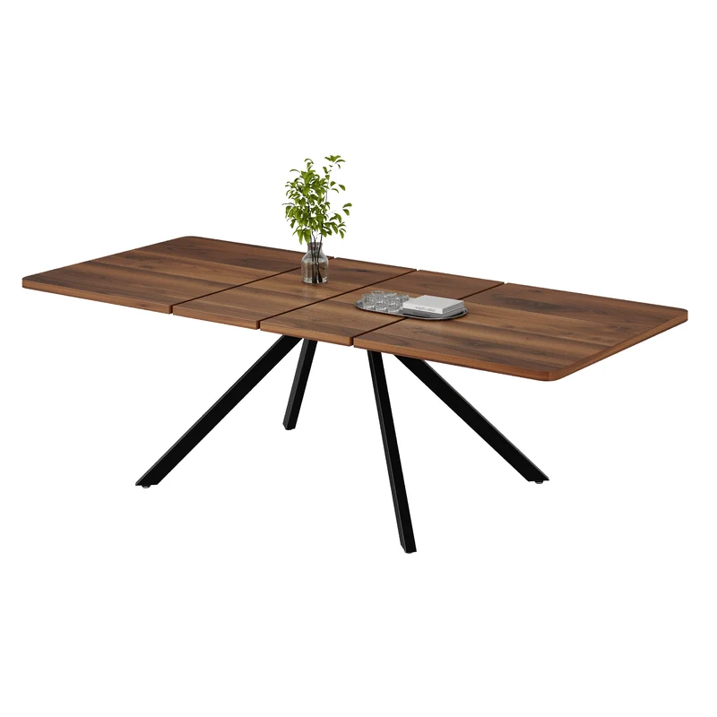 Table de salle à manger extensible effet noyer 6-10 personnes 160/200/240x90cm VIVIDESS