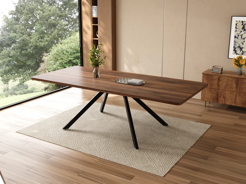 Table de salle à manger extensible effet noyer 6-10 personnes 160/200/240x90cm VIVIDESS