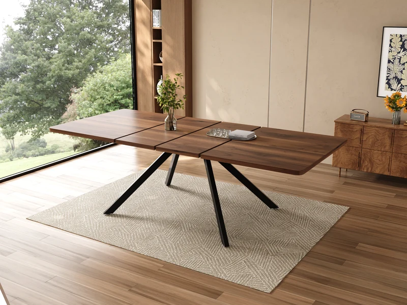 Table de salle à manger extensible effet noyer 6-10 personnes 160/200/240x90cm VIVIDESS