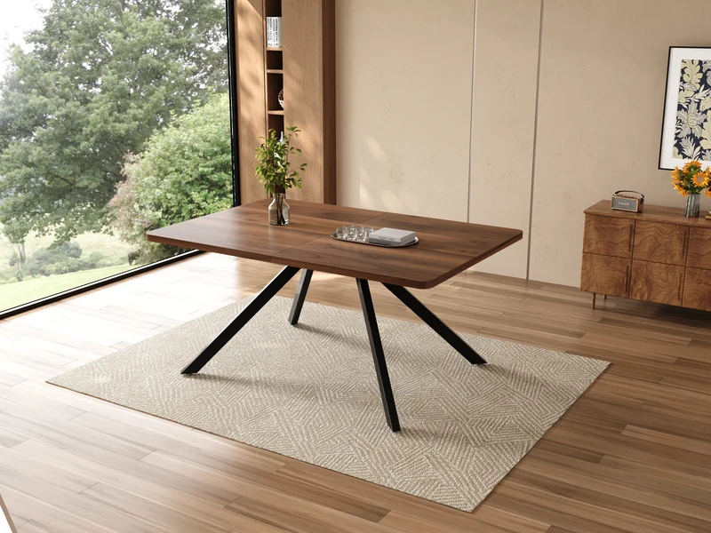Table de salle à manger extensible effet noyer 6-10 personnes 160/200/240x90cm VIVIDESS