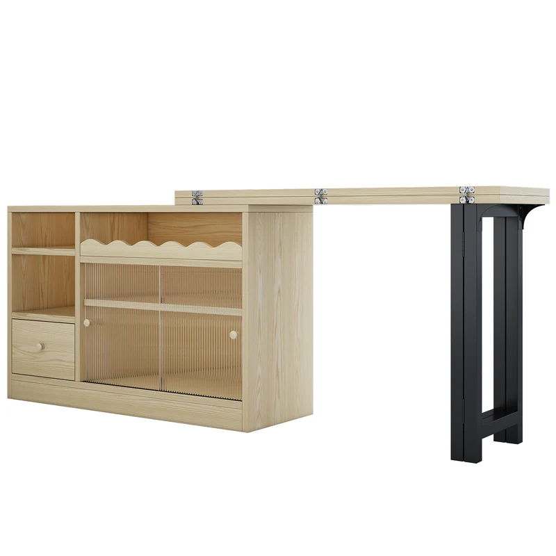 Table à salle à manger pliante et extensible avec meuble de rangement pivotant 360° SYNTROPHY