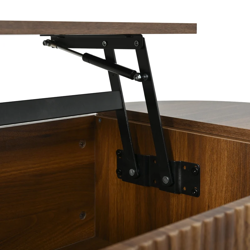 Table basse ovale rélevable effet noyer vintage 2 portes 100x48cm FLAREARAA