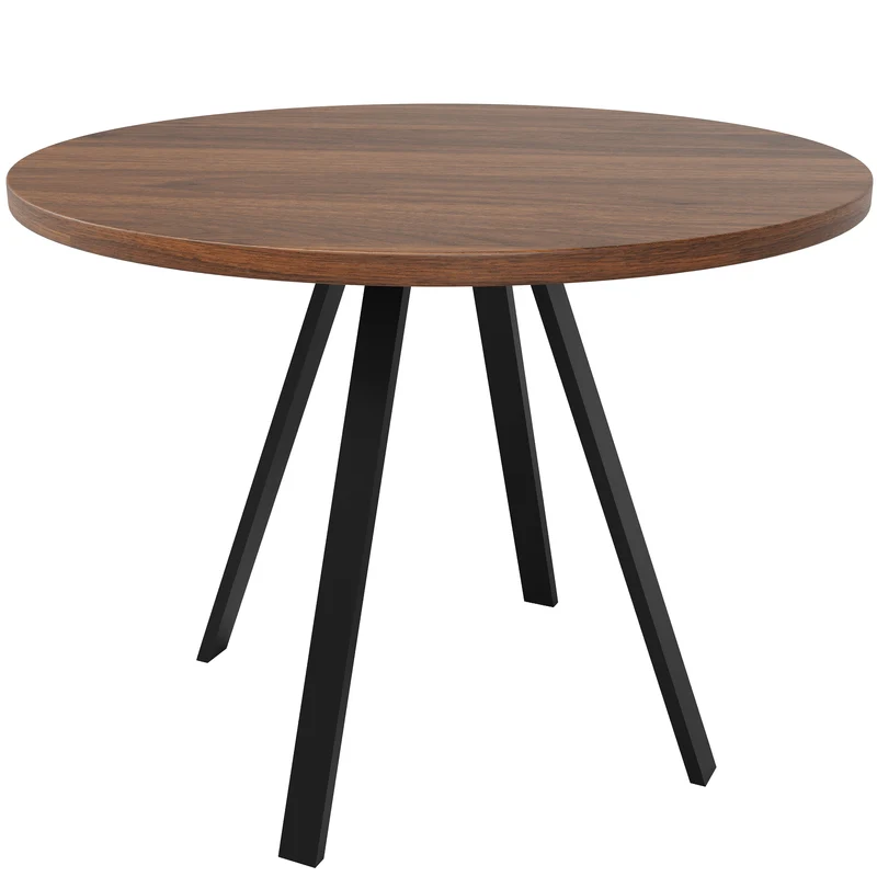 Table de salle à manger ronde&rétro effet noyer 80x80x75cm ALIGNLUM