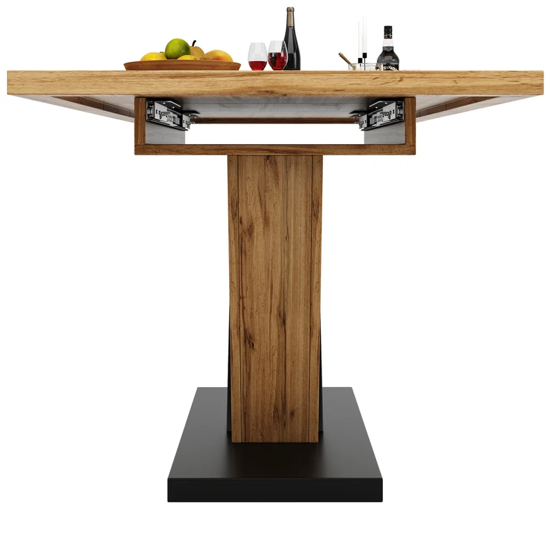 Table à manger extensible effet bois 4-6 personnes 120-160 cm ALUMINUMRUG