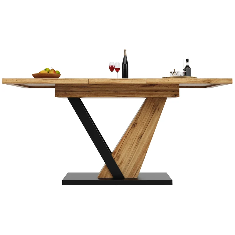 Table à manger extensible effet bois 4-6 personnes 120-160 cm ALUMINUMRUG