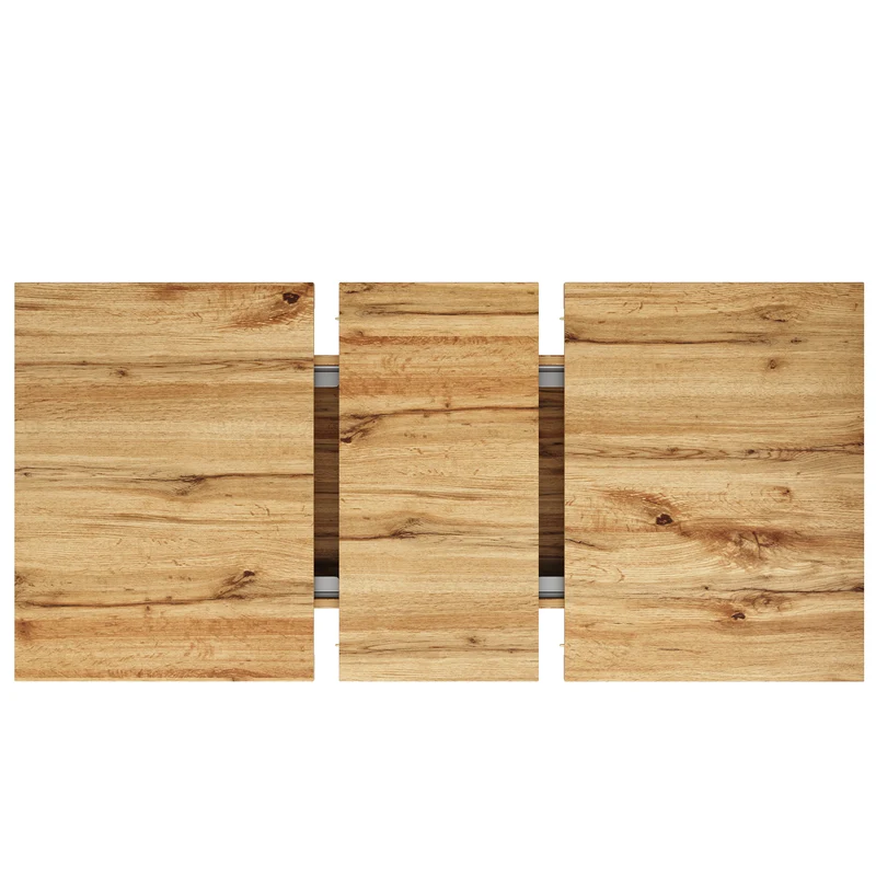 Table à manger extensible effet bois 4-6 personnes 120-160 cm ALUMINUMRUG
