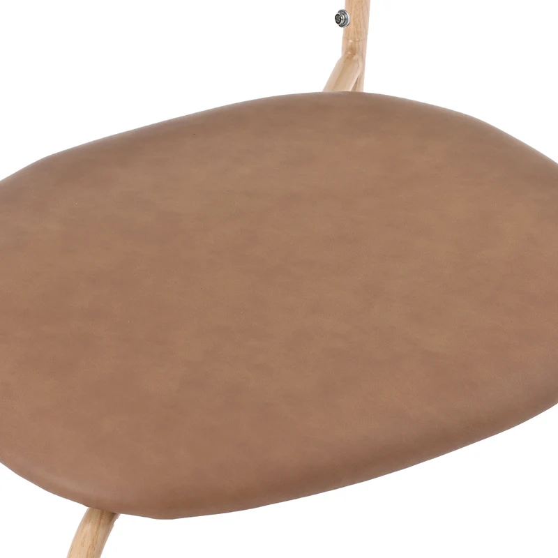 Lot de 4 chaises de salle à manger style rétro en rotin et PU beige pieds effet bois GHEXIELS BROWN