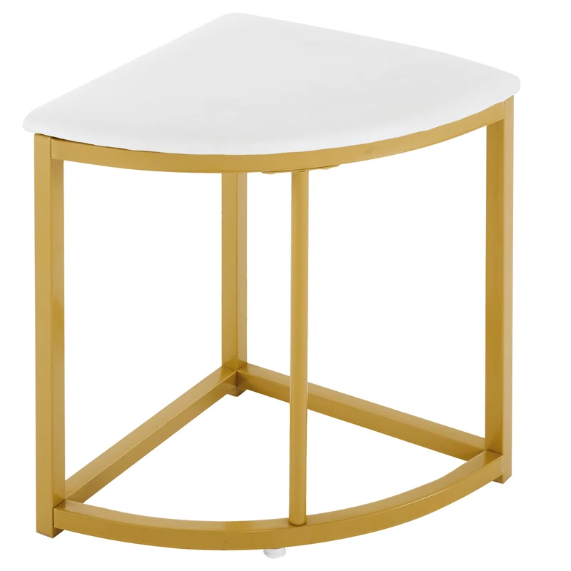 Ensemble table de salle à manger avec 4 chaises blanc et structure doré ATEIX WHITE