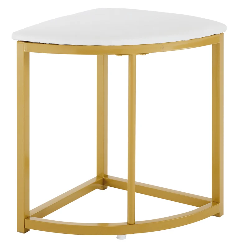Ensemble table de salle à manger avec 4 chaises blanc et structure doré ATEIX WHITE