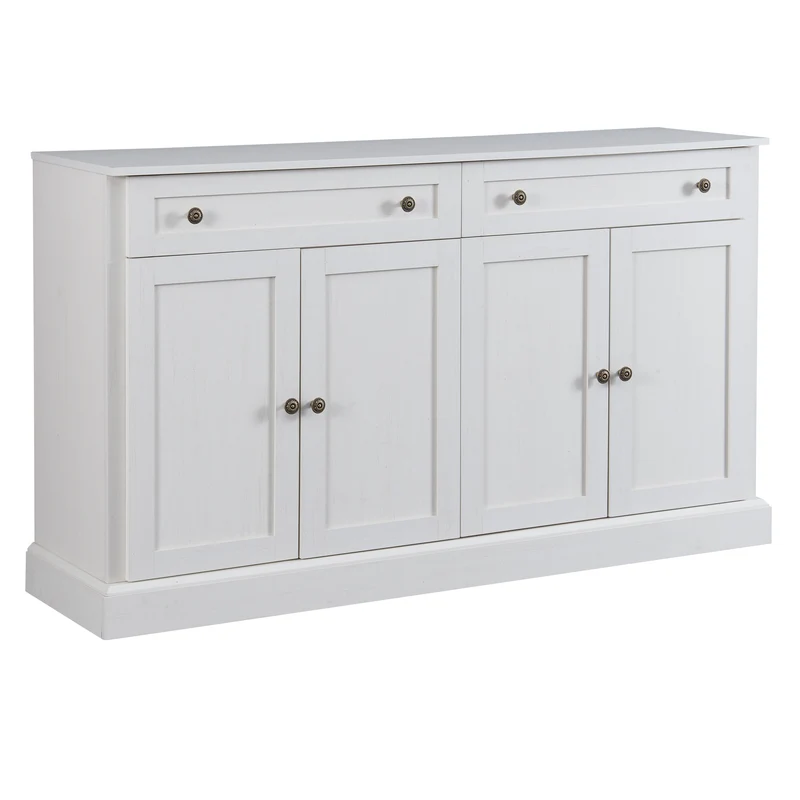Grand buffet blanc moderne avec 4 portes et 2 tiroirs BHONPHAIT