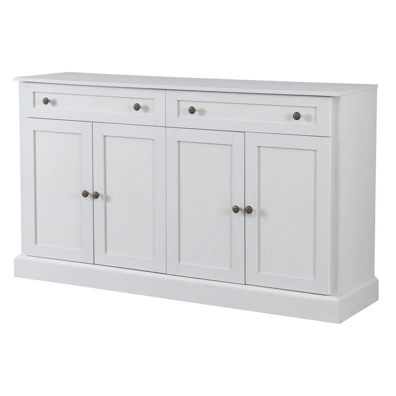 Grand buffet blanc moderne avec 4 portes et 2 tiroirs BHONPHAIT
