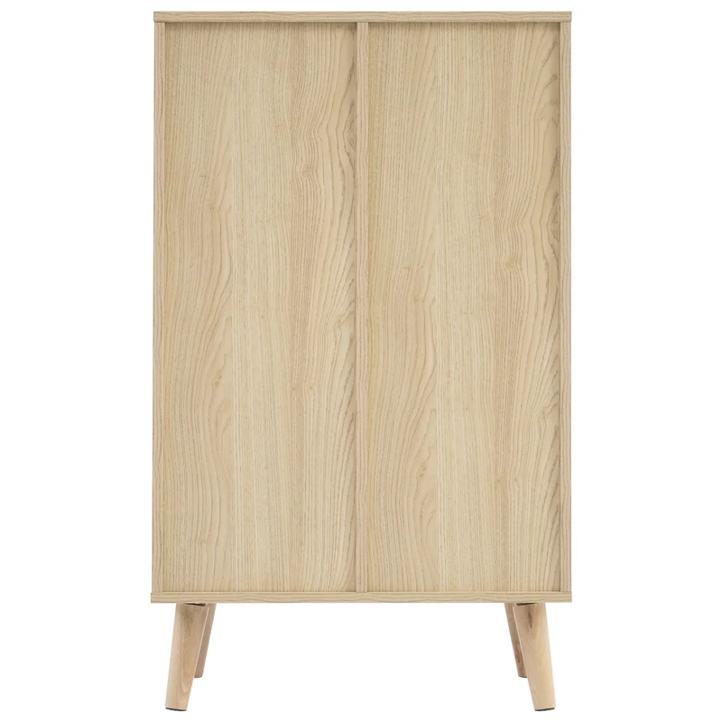 Buffet effet chêne avec 2 portes en tissage rotin et 1 tiroir VELDTBLADE