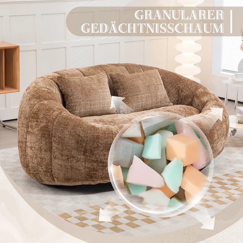 Canapé compact rond 2 places Loveseat en chenille marron BACTEROID