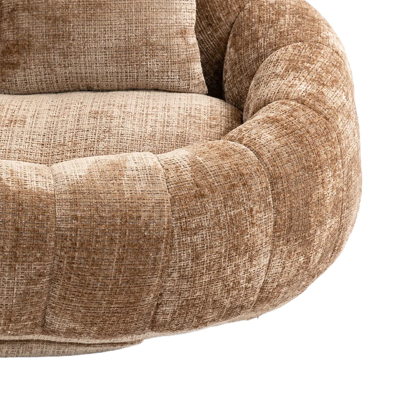 Canapé compact rond 2 places Loveseat en chenille marron BACTEROID