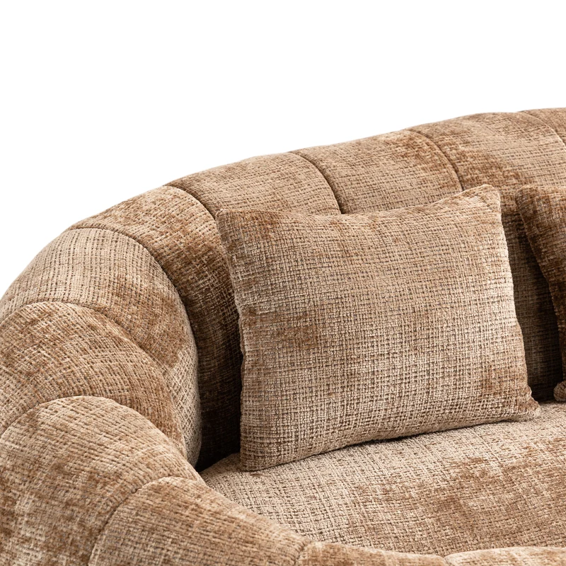 Canapé compact rond 2 places Loveseat en chenille marron BACTEROID