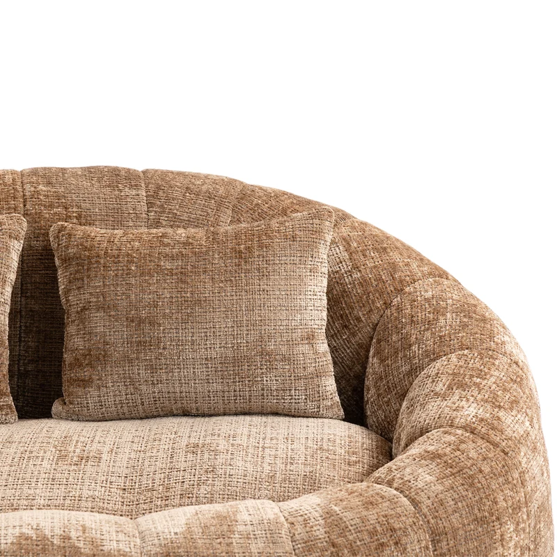 Canapé compact rond 2 places Loveseat en chenille marron BACTEROID