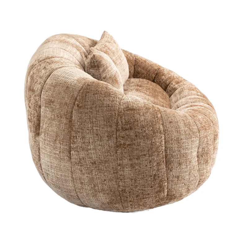 Canapé compact rond 2 places Loveseat en chenille marron BACTEROID