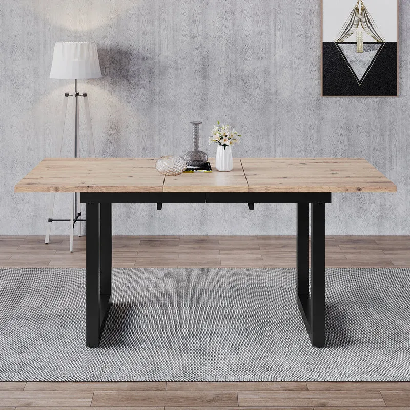 Table de salle à manger extensible moderne effet chêne et noir 140-180x80cm ZAXOD