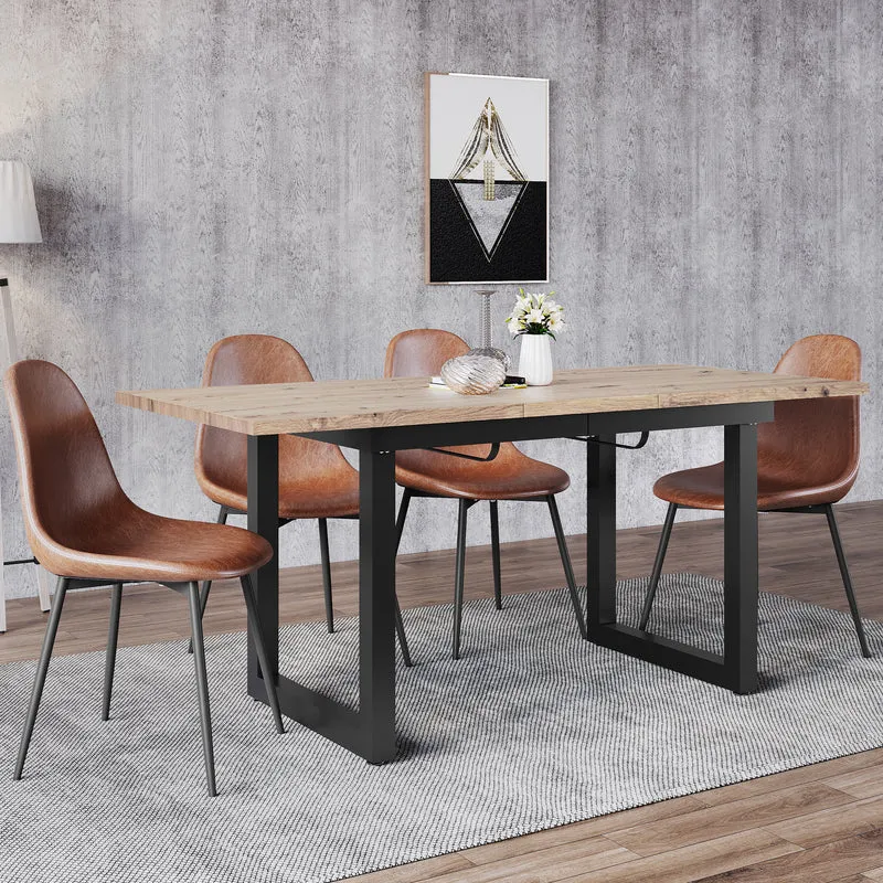 Table de salle à manger extensible moderne effet chêne et noir 140-180x80cm ZAXOD