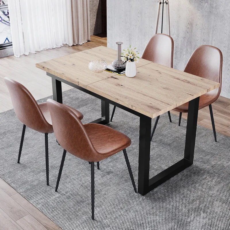 Table de salle à manger extensible moderne effet chêne et noir 140-180x80cm ZAXOD