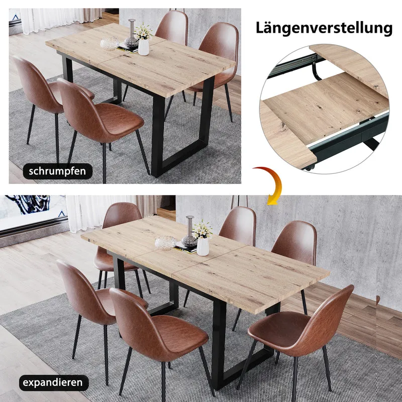 Table de salle à manger extensible moderne effet chêne et noir 140-180x80cm ZAXOD