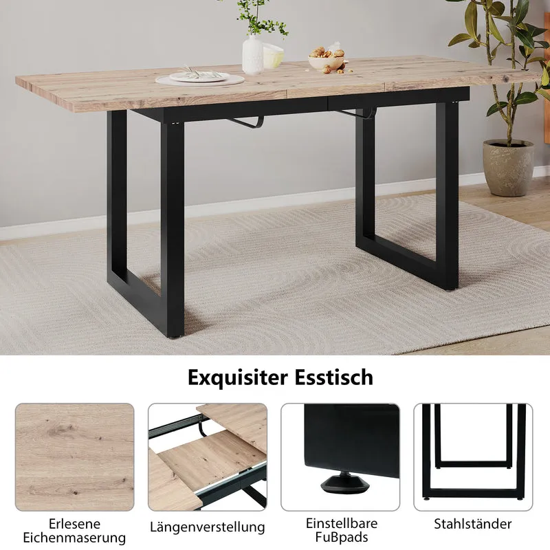 Table de salle à manger extensible moderne effet chêne et noir 140-180x80cm ZAXOD