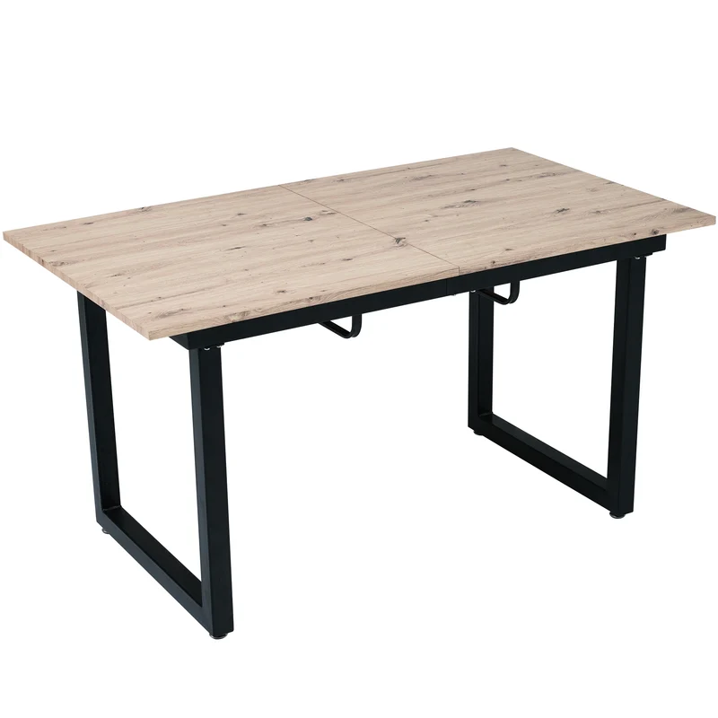 Table de salle à manger extensible moderne effet chêne et noir 140-180x80cm ZAXOD