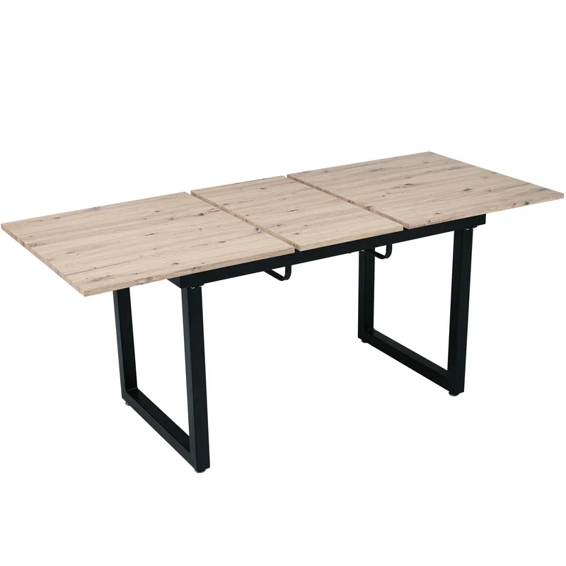 Table de salle à manger extensible moderne effet chêne et noir 140-180x80cm ZAXOD