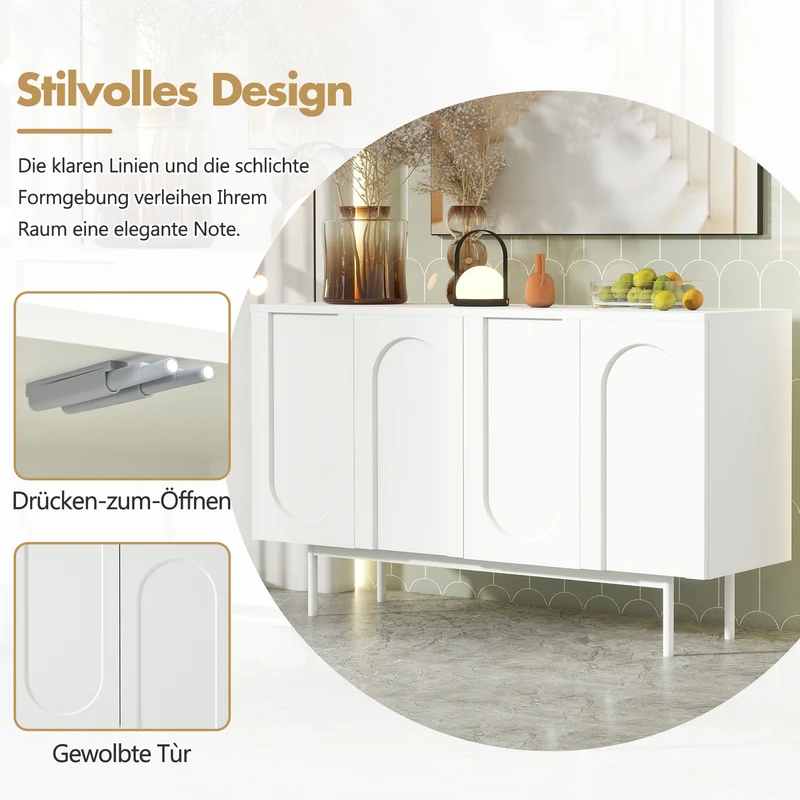 Buffet moderne blanc motif en arc 4 portes AHRE