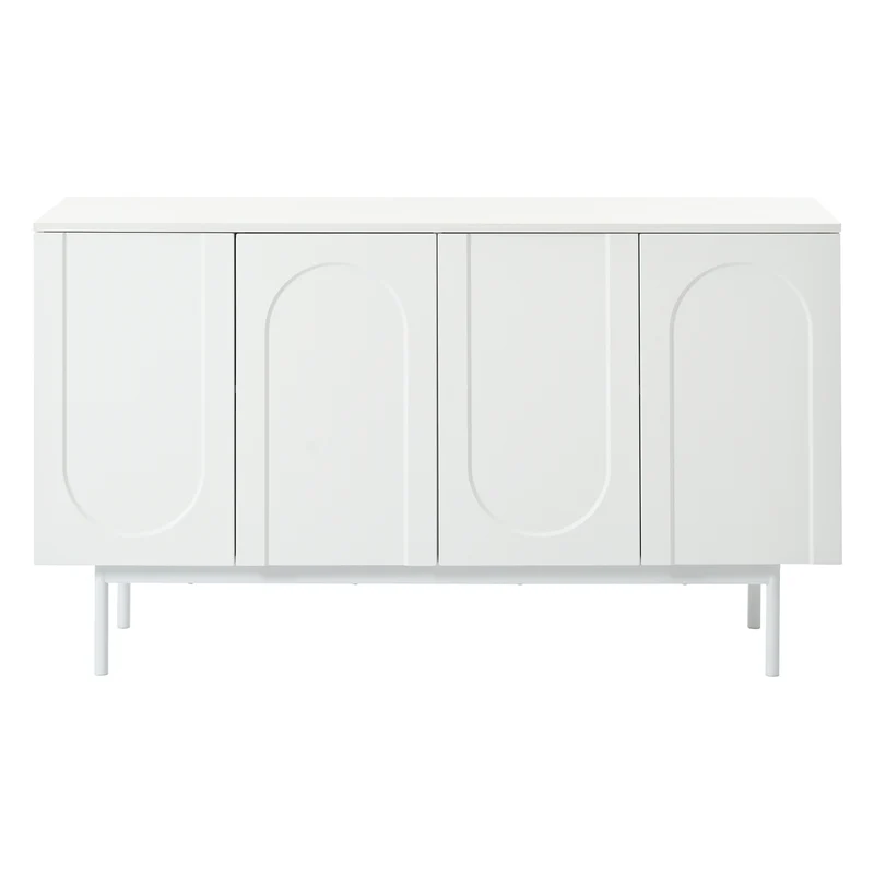 Buffet moderne blanc motif en arc 4 portes AHRE