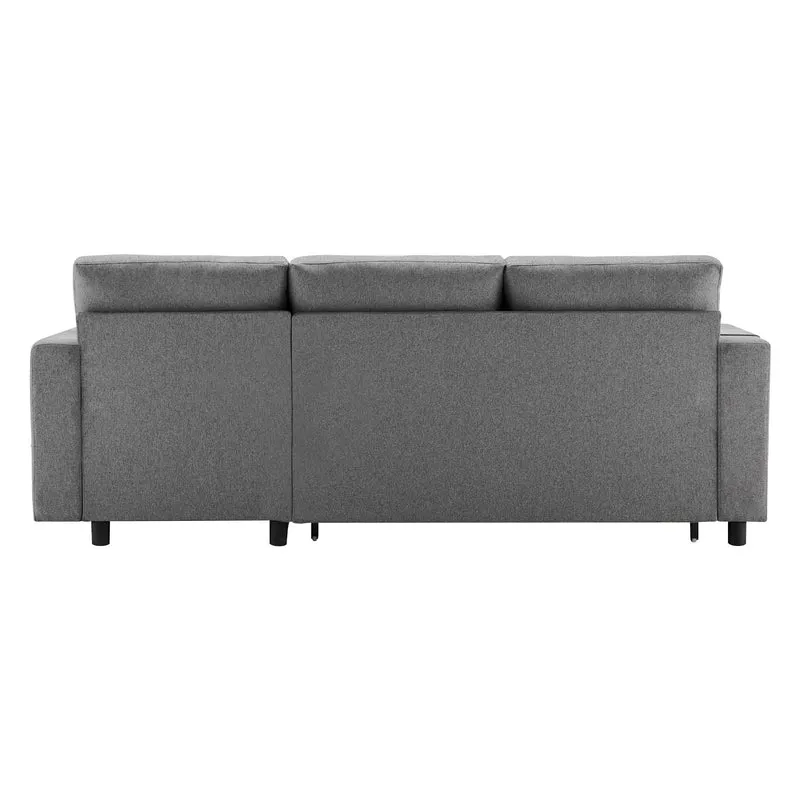 Canapé d'angle convertible en tissu lin gris méridienne réversible 3 places PHOTOSPHERE