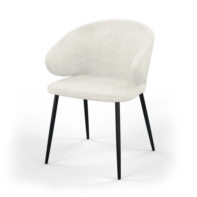 Chaise en tissu pieds noirs, 60x50xH80 cm - FIDJI