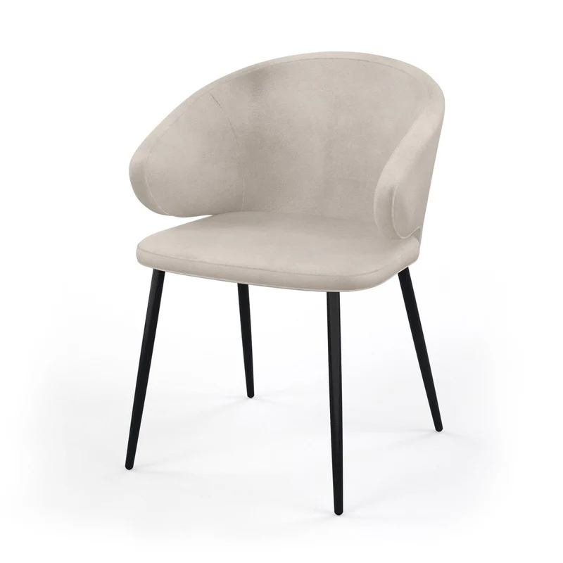 Chaise en tissu pieds noirs, 60x50xH80 cm - FIDJI