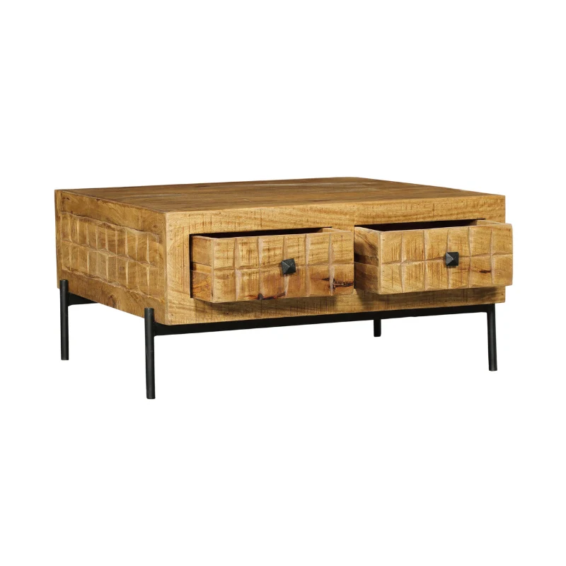 Table basse en bois de manguier, 80×80xH40 cm - MARIA