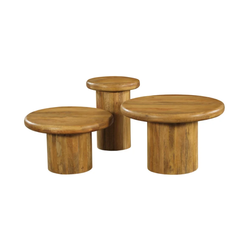Set de 3 tables basse en bois de manguier - TORONTO