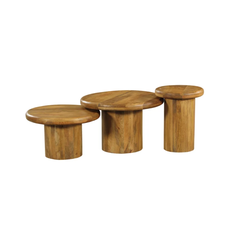 Set de 3 tables basse en bois de manguier - TORONTO