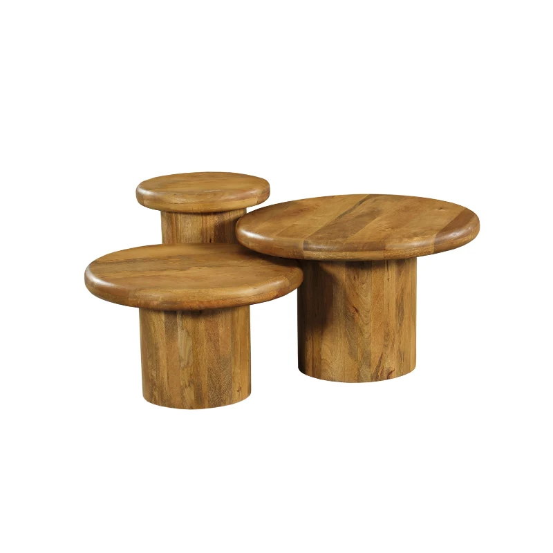 Set de 3 tables basse en bois de manguier - TORONTO