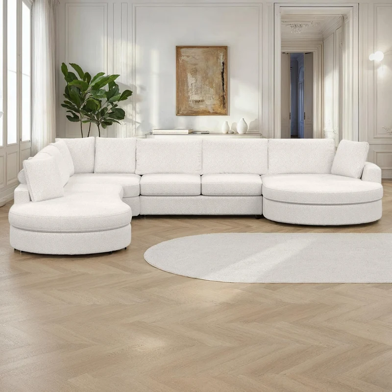 Grand Canapé d'Angle modulable 9-10 places en tissu 393x320xH94 cm - MARDINI