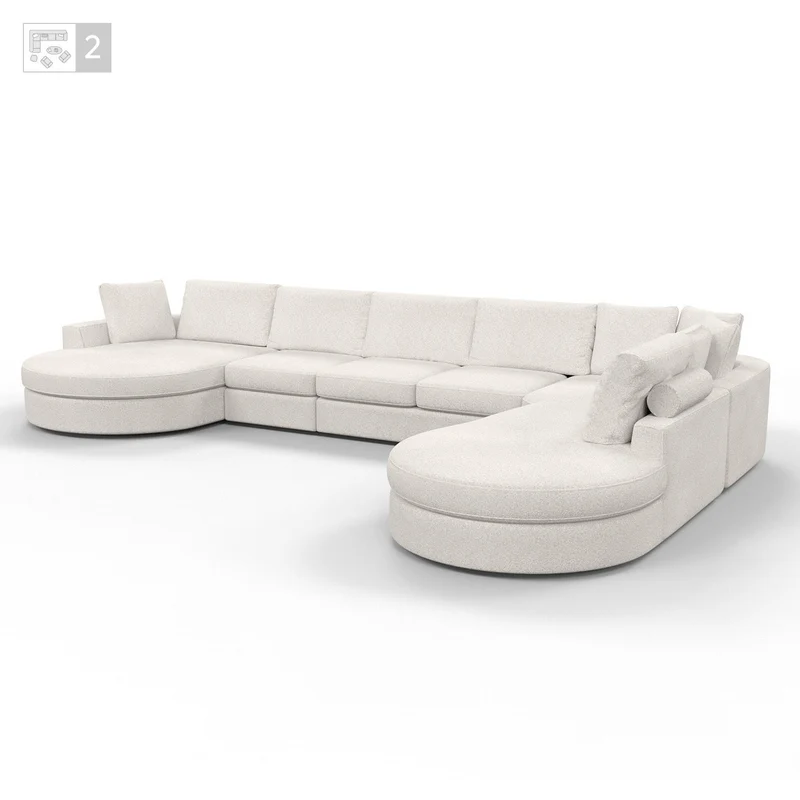 Grand Canapé d'Angle modulable 9-10 places en tissu 393x320xH94 cm - MARDINI