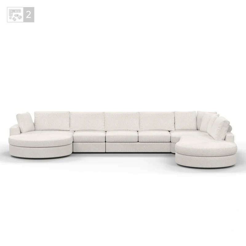 Grand Canapé d'Angle modulable 9-10 places en tissu 393x320xH94 cm - MARDINI